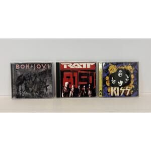 Bon Jovi Slippery When Wet, Ratt 8191, Kiss You Got The Lot Of 3 Hair Band CDs.